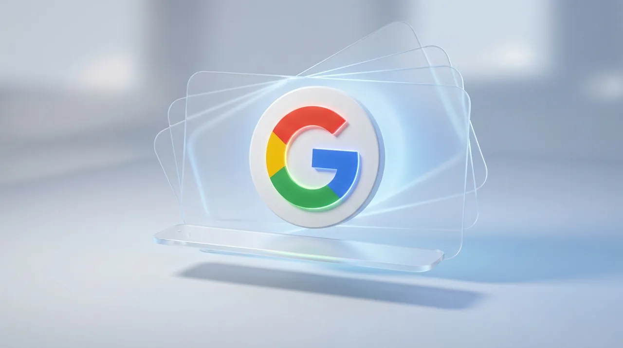 Le logo Google au centre d une interface de recherche generative, illustration editoriale